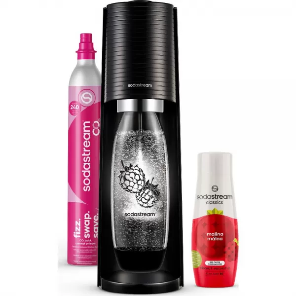 Sodastream TERRA Black Malina Zero Mpack + Zdarma lahev do myčky