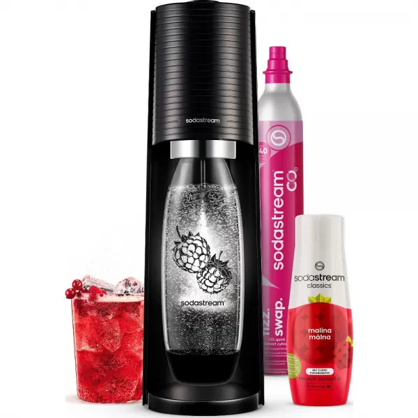 Sodastream TERRA Black Malina Zero Mpack + Zdarma lahev do myčky